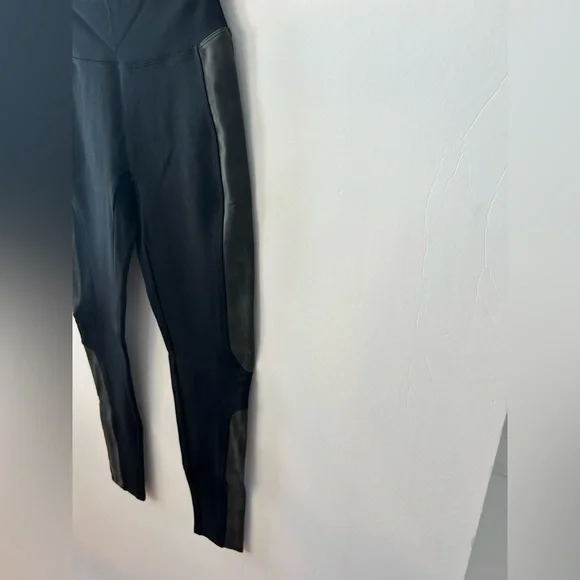 Spanx Women’s Black Faux Leather Panel Ponte Leggings, Size Small - Picture 7 of 13